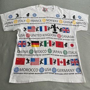 WALT DISNEY WORLD Around the World Theme T-Shirt WHITE One Size Fits All